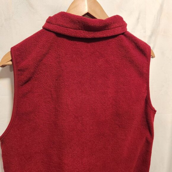 Columbia Sportswear Fleece Vest Womens M Red Full Zip High Collar Button Pockets - Picture 7 of 11